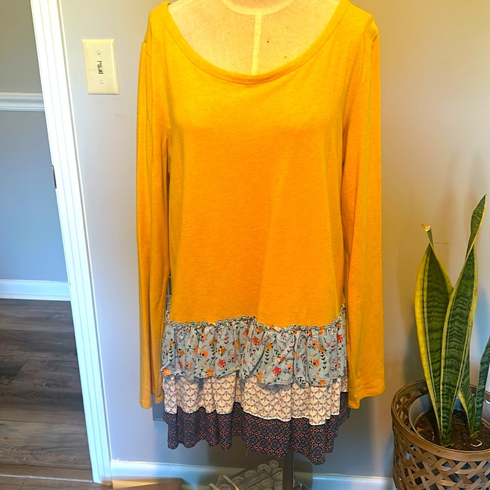 Matilda Jane Make Believe Weekend Vibes Ruffle Blouse Size Large #24634T